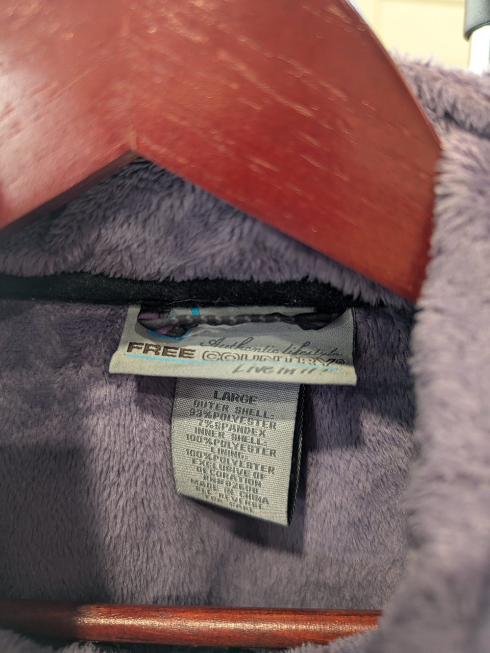 Free Country Gray Plaid Hooded Jacket with Purple Trim - Picture 3 of 3